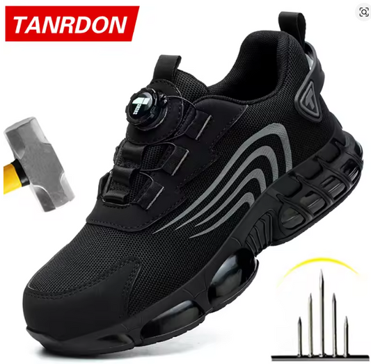 Rotary button new safety shoes for men, anti-impact and anti-piercing work shoes, fashionable men's sports shoes, and safety pro